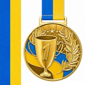 Медаль спортивная с лентой SP-Sport UKRAINE с украинской символикой ø6,5см C-6833 (металл, 38g золото, серебро, бронза)
