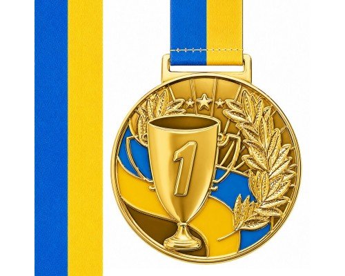 Медаль спортивная с лентой SP-Sport UKRAINE с украинской символикой ø6,5см C-6833 (металл, 38g золото, серебро, бронза)