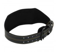 Пояс атлетический кожаный спинка 15см VELO VL-9738 (ширина-6in (15см), размер S-XXL длина 110-125см, с подкладкой для спины, черный-золотой)