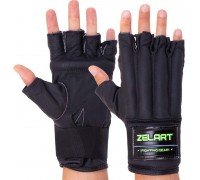 Снарядные перчатки шингарты кожаные с манжетом на липучке ZELART VL-3097 (размер S-XL, черный)