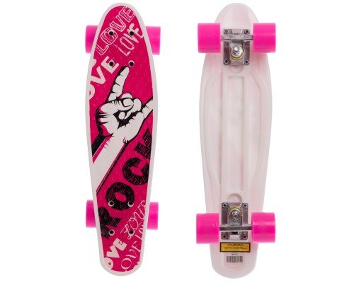 Пенни борд Penny Board круизер пластиковый 22" SP-Sport HB-13-3 с принтом РОК (ABEC-7, колесо-PU d-6см, р-р деки 55х14,5см, красный)