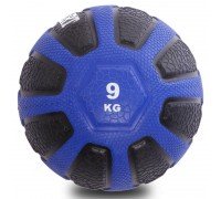 Медбол мяч медицинский Medicine Ball Zelart FI-0898-9 9кг (резина, d-28,6см, черный-синий)