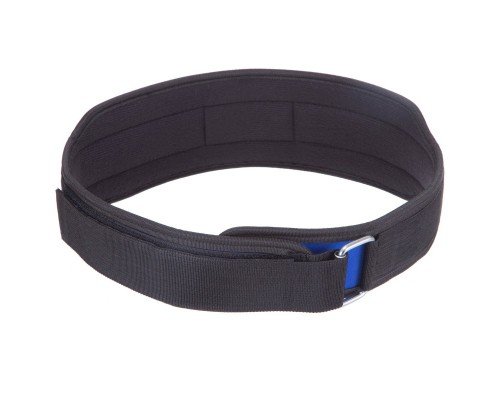 Пояс атлетический текстильный спинка 10см Zelart SB-165521 (полиэстер, нейлон, ширина-4in (10см), длина-85-116см, размер XS-XXL, синий)