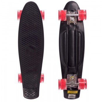 Пенни борд Penny Board круизер пластиковый со светящимися колесами 22" SP-Sport SK-5672-5 (ABEC-7, черный-красный)