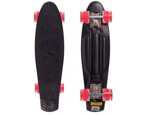 Пенни борд Penny Board круизер пластиковый со светящимися колесами 22" SP-Sport SK-5672-5 (ABEC-7, черный-красный)