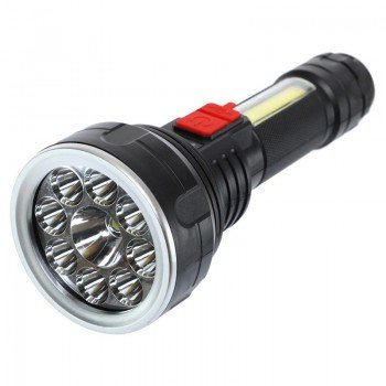 Фонарик ручной светодиодный X-BALOG FL-078-9 (пластик, 9 LED, COB, USB-вход, р-р 16,3х6,3см, черный)