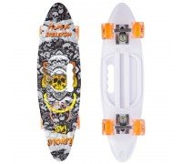 Пенни борд Penny Board круизер пластиковый со светящимися колесами и ручкой для переноски 24" SP-Sport SK-885-4 (ABEC-7, р-р 60x17см, черный-белый)