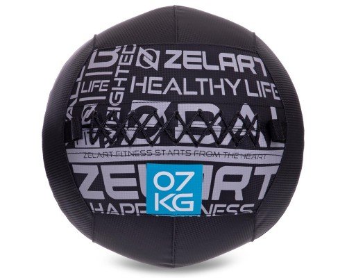 Мяч набивной медицинский для кроссфита WALL BALL Zelart FI-2637-7 7кг (MD1293-7) (PVC, PP, резина, d-35см, черный)