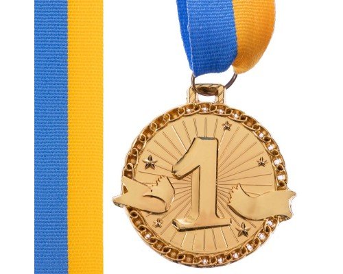 Медаль спортивная с лентой SP-Sport ZIP ø4,5см C-6404 (металл, 1-золото,2-серебро,3-бронза ø4,5см, 20g)