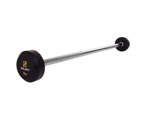 Штанга неразборная с фиксированным весом прямая обрезиненная Rubber Coated Barbell Zelart TA-2685-5 5кг (MD3009-5) (гриф l-95см)уп. в 1ящ