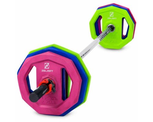 Штанга разборная для фитнеса и аэробики фитнес памп Zelart FI-0926 17,5кг (гриф l-1,4м, d-30мм, обрезин.блины 2x(1,25+2,5+(2х5кг)))уп. в 2 ящ