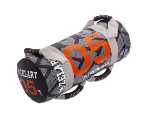 Мешок утяжелитель для функционального тренинга Power Bag Zelart FI-0899-5 5кг (PVC, нейлон, вес 5кг, черный-оранжевый)