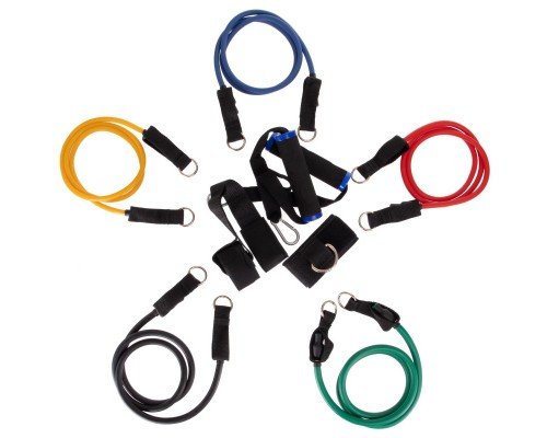 Эспандер Resistance Band многофункциональный 5 жгутов Zelart ET-510 (5 эсп, креп.на дверь, 2 рукоят,1 лямка)