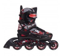 Роликовые коньки раздвижные детские Zelart Z-2923 (30-37) (PL, PVC, колесо PU, черный-красный)