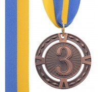 Медаль спортивная с лентой SP-Sport RAY ø6,5см C-6401 (металл, 1-золото,2-серебро,3-бронза ø6,5см, 38g) C-6409