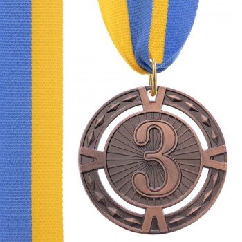 Медаль спортивная с лентой SP-Sport RAY ø6,5см C-6401 (металл, 1-золото,2-серебро,3-бронза ø6,5см, 38g) C-6409