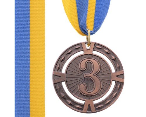 Медаль спортивная с лентой SP-Sport RAY ø6,5см C-6401 (металл, 1-золото,2-серебро,3-бронза ø6,5см, 38g) C-6409