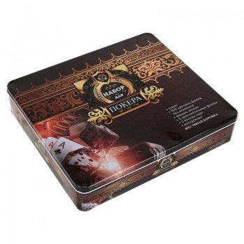 Набор для покера в металлической коробке Poker game set SP-Sport 6615K 500 фишек (500 фишек, без номинала, 2 кол.карт, 32,5х28,5х6,5см)