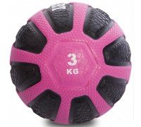 Медбол мяч медицинский Medicine Ball Zelart FI-0898-3 3кг (резина, d-23см, черный-розовый)