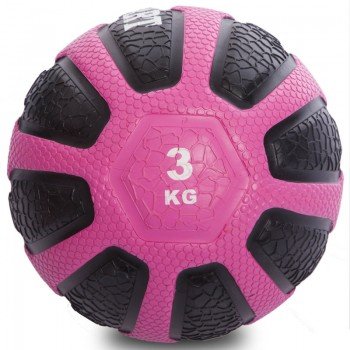 Медбол мяч медицинский Medicine Ball Zelart FI-0898-3 3кг (резина, d-23см, черный-розовый)
