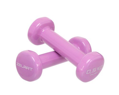 Гантели для фитнеса виниловые 2штуки Zelart Beauty TA-5225-0_5 (2x0,5кг) (2шт, цвета в ассортименте)