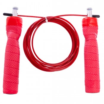 Скакалка скоростная Кроссфит с подшипником и стальным тросом Zelart FI-5347 3м Красный