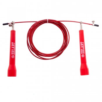 Скакалка скоростная Кроссфит с шарнирным подшипником и стальным тросом Zelart FI-5101 2,75м Красный