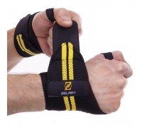 Бинты кистевые для жима STRENGTH WRIST WRAPS 2штуки Zelart TA-2645 (MD1831) (полиэстер, р-р 48х8см, черный-желтый)