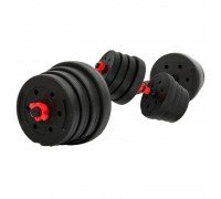 Гантели трансформер превращаются в штангу 3в1 SP-Sport TA-9455-30 30кг(2 грифа l-51см,блины,наполн.-цемент,в компл.удлинитель грифа l-40см,черн.-красн