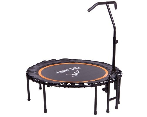 Фитнес батут для джампинга круглый с ручкой ø45" (114,5см) TX-B6393 (металл, крепление жгуты, d-114,5см, черный-оранжевый)