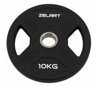 Блины диски TPU 2 Handle металлическая втулка внутренний ø51мм Zelart TA-6995-10 10кг (черный)