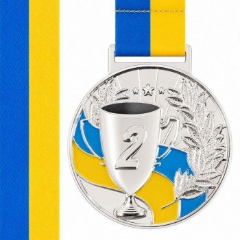 Медаль спортивная с лентой SP-Sport UKRAINE с украинской символикой ø6,5см C-6833 (металл, 38g золото, серебро, бронза)