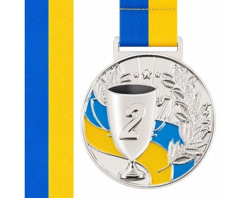 Медаль спортивная с лентой SP-Sport UKRAINE с украинской символикой ø6,5см C-6833 (металл, 38g золото, серебро, бронза)