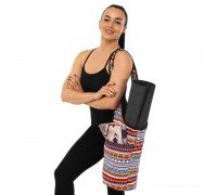 Сумка для йоги через плечо Yoga bag KINDFOLK SP-Sport FI-8364-1 (размер 33х84см, полиэстер, хлопок, оранжевый-голубой)