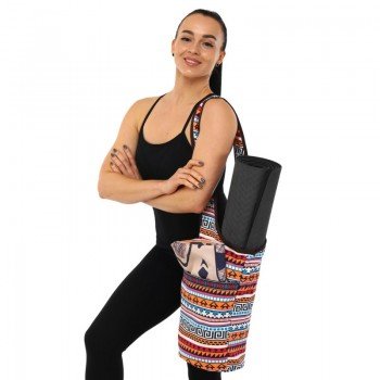 Сумка для йоги через плечо Yoga bag KINDFOLK SP-Sport FI-8364-1 (размер 33х84см, полиэстер, хлопок, оранжевый-голубой)