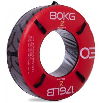 Шина тренировочная силовая мягкая для кроссфита Zelart FI-2610-80 80кг (MD6513-80) (PVC, EPE, вес-80кг, размер 122х60х32см, красный)