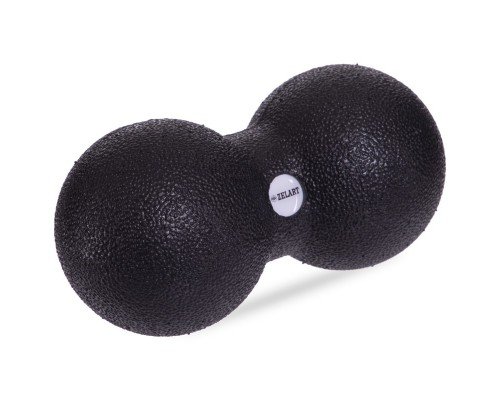 Мяч массажный двойной для МФР и самомассажа Duoball ø8см Zelart FI-6664 (EPP, размер 17x8см, черный)