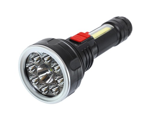 Фонарик ручной светодиодный X-BALOG FL-078-9 (пластик, 9 LED, COB, USB-вход, р-р 16,3х6,3см, черный)