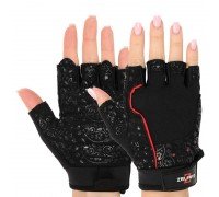 Перчатки для фитнеса и тренировок ZELART SB-161736 (PL, PVC,открытые пальцы, р-р XS-M, черный)