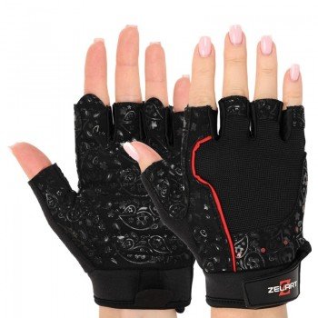 Перчатки для фитнеса и тренировок ZELART SB-161736 (PL, PVC,открытые пальцы, р-р XS-M, черный)