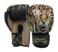 Перчатки боксерские PU Zelart TIGER BO-7641 (размер 10-14oz, черный-оранжевый)