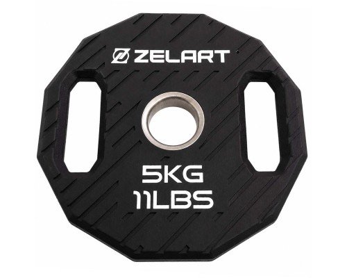 Блины диски TPU 2 Handle металлическая втулка внутренний ø51мм Zelart TA-6996-5 5кг (черный)