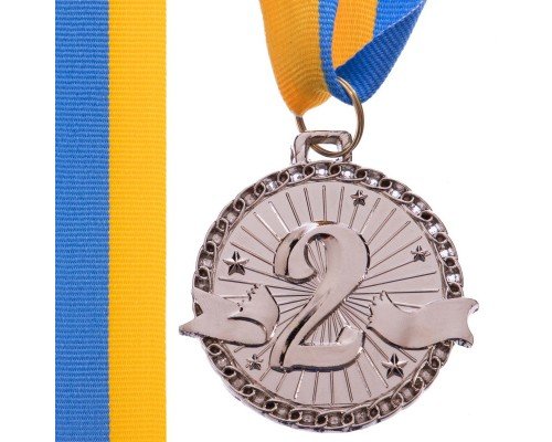 Медаль спортивная с лентой SP-Sport ZIP ø4,5см C-6404 (металл, 1-золото,2-серебро,3-бронза ø4,5см, 20g)