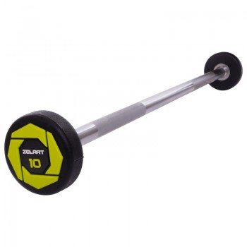 Штанга неразборная с фиксированным весом прямая полиуретановая Urethane Barbell Zelart TA-2689-10 10кг (MD3018-10) (гриф l-103см)