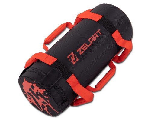 Мешок утяжелитель для функционального тренинга Power Bag Zelart TA-7825-25 25кг (PVC, вес 25кг, наполнитель-песок, черный-красный)