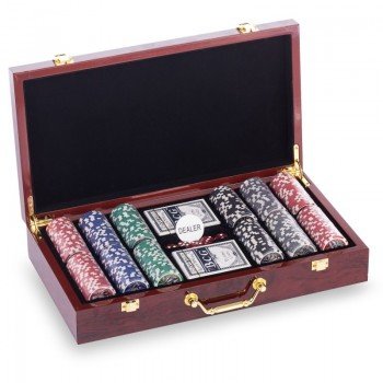 Набор для покера в деревянном кейсе Poker game set SP-Sport W300N 300 фишек (300 фишек, с номиналом, р-р 41х22х8,5см)