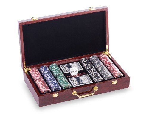 Набор для покера в деревянном кейсе Poker game set SP-Sport W300N 300 фишек (300 фишек, с номиналом, р-р 41х22х8,5см)