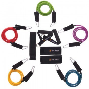 Эспандер Resistance Band многофункциональный 5 жгутов Zelart FI-2625 (MD1366) (5 эсп,креп.на дверь, 2 рукоят, 2 лямки)