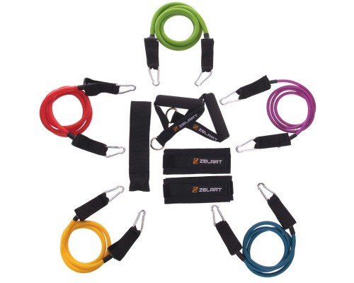 Эспандер Resistance Band многофункциональный 5 жгутов Zelart FI-2625 (MD1366) (5 эсп,креп.на дверь, 2 рукоят, 2 лямки)