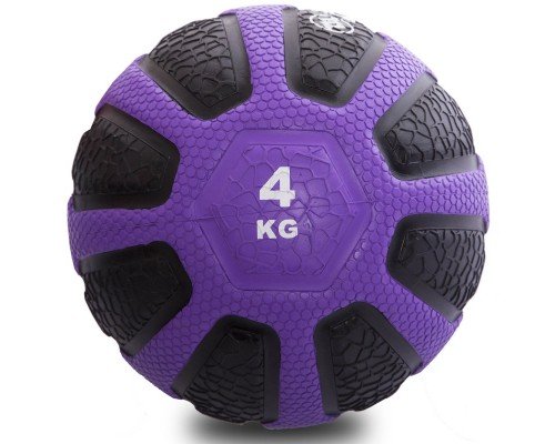 Медбол мяч медицинский Medicine Ball Zelart FI-0898-4 4кг (резина, d-23см, черный-фиолетовый)